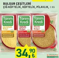 TARIM KREDİ BULGUR ÇEŞİTLERİ 1 KG fiyat ve kampanya bilgisi